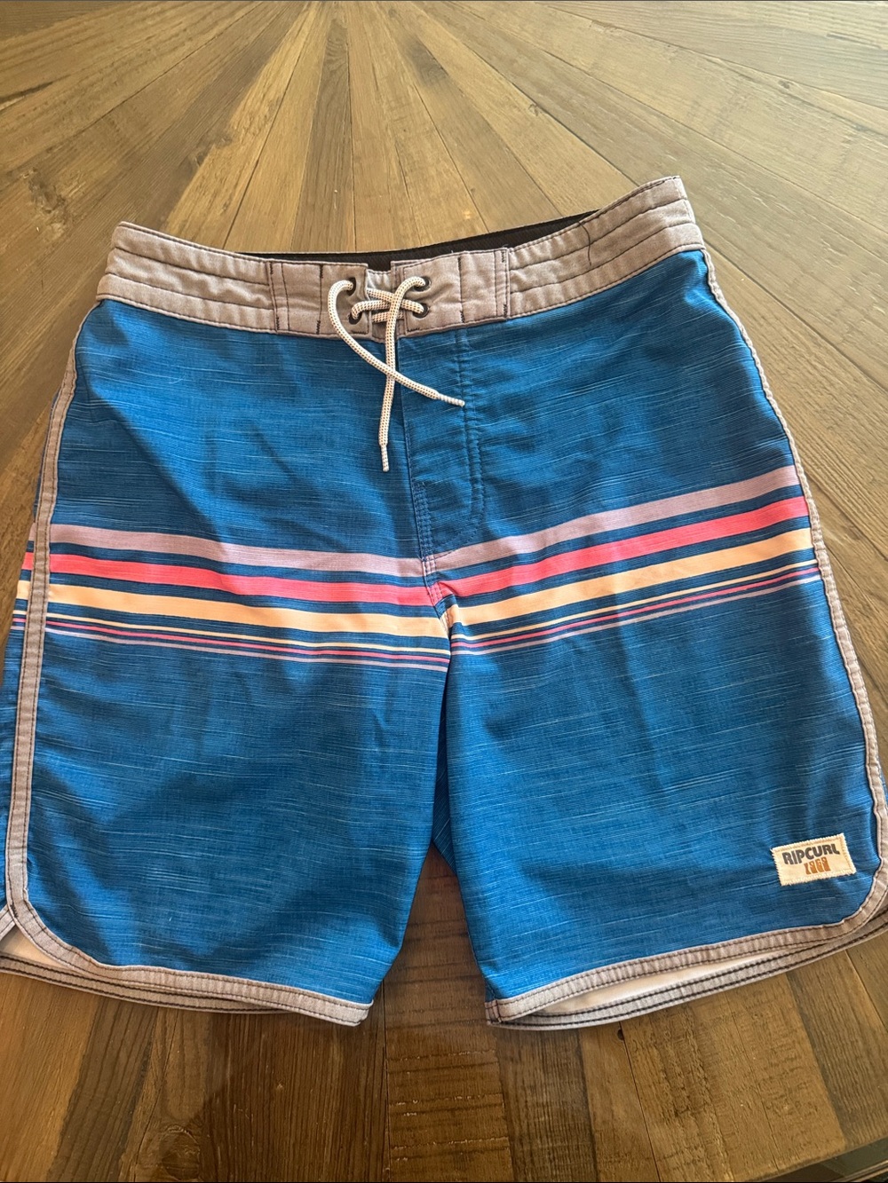 Rip Curl Kids Blue Swim Trunks with Multicolor Stripes